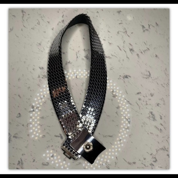 Silver Snake Detailed Hook Stretchy Vintage Belt - Picture 4 of 6